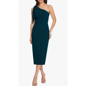 Dress the Population NWT Tiffany One-Shoulder Midi Cocktail Dress Pine Green XL